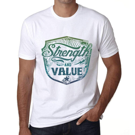 Homme T-Shirt Graphique Imprimé Vintage Tee Strength and Value Blanc