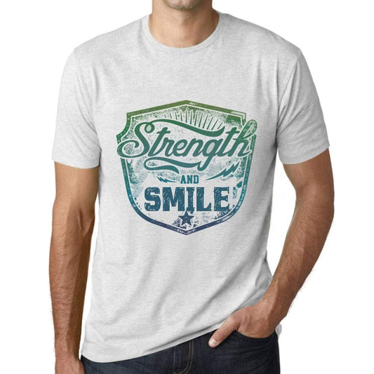 Homme T-Shirt Graphique Imprimé Vintage Tee Strength and Smile Blanc Chiné