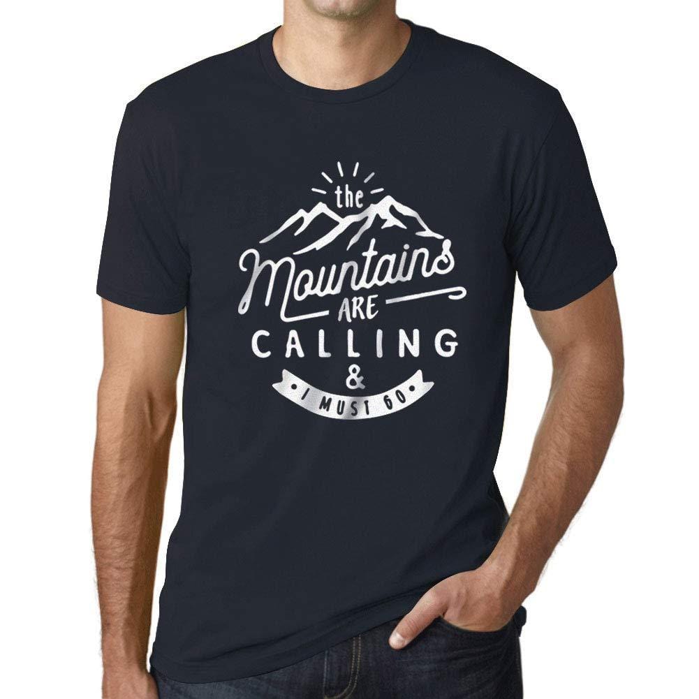 Ultrabasic - Homme T-Shirt Graphique The Mountains are Calling Marine