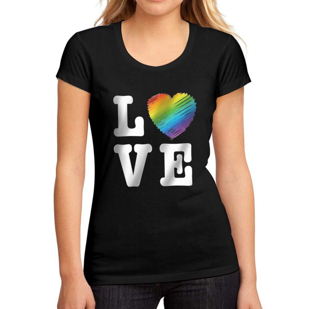 Femme Graphique Tee Shirt LGBT Love Noir Profond