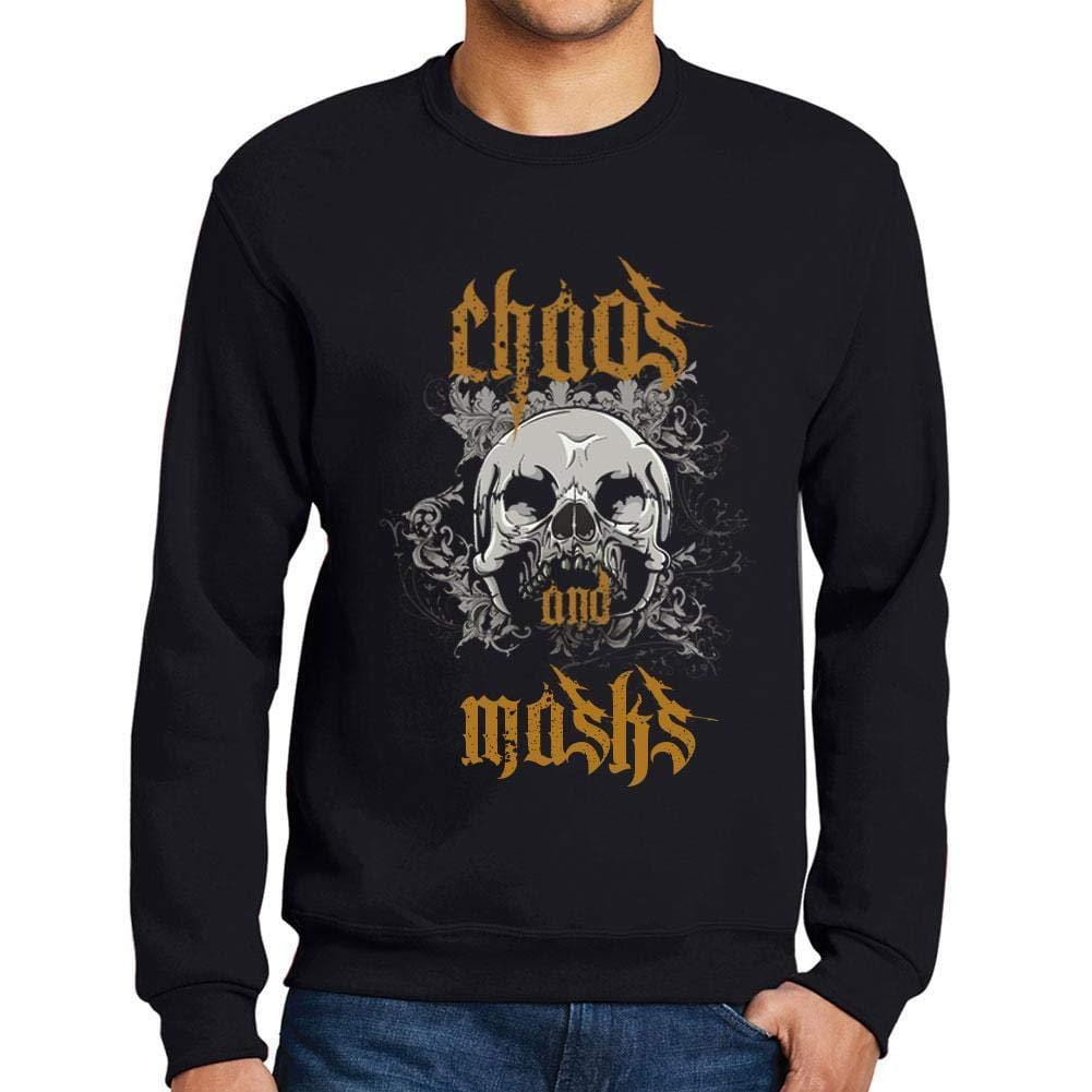 Ultrabasic - Homme Imprimé Graphique Sweat-Shirt Chaos and Masks Noir Profond