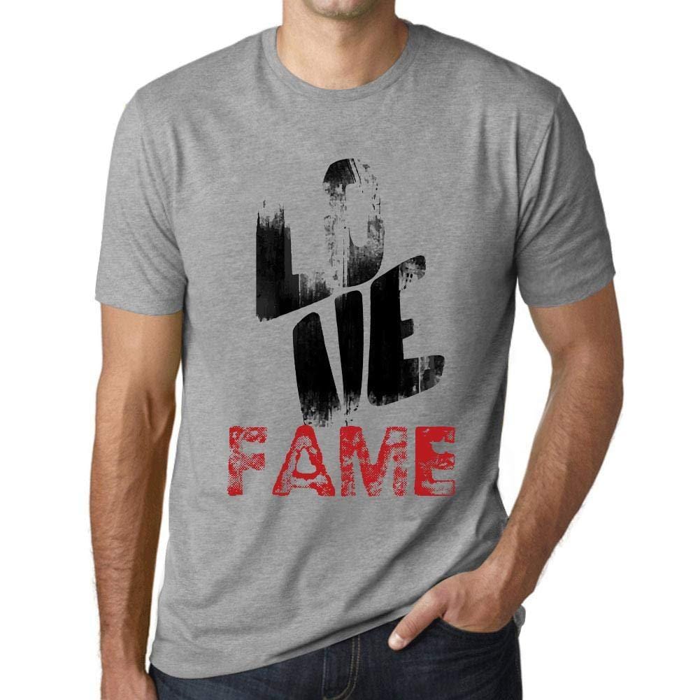 Ultrabasic - Homme T-Shirt Graphique Love Fame Gris Chiné