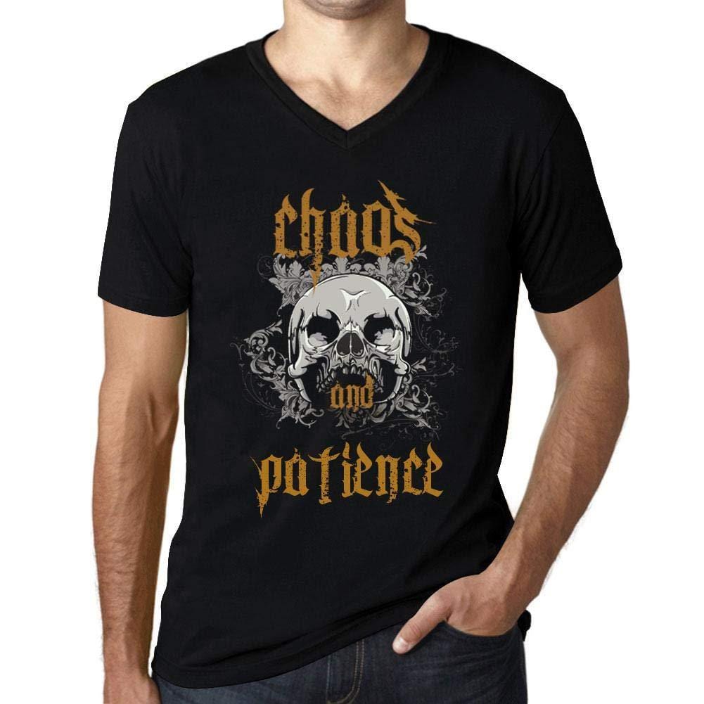 Ultrabasic - Homme Graphique Col V Tee Shirt Chaos and Patience Noir Profond