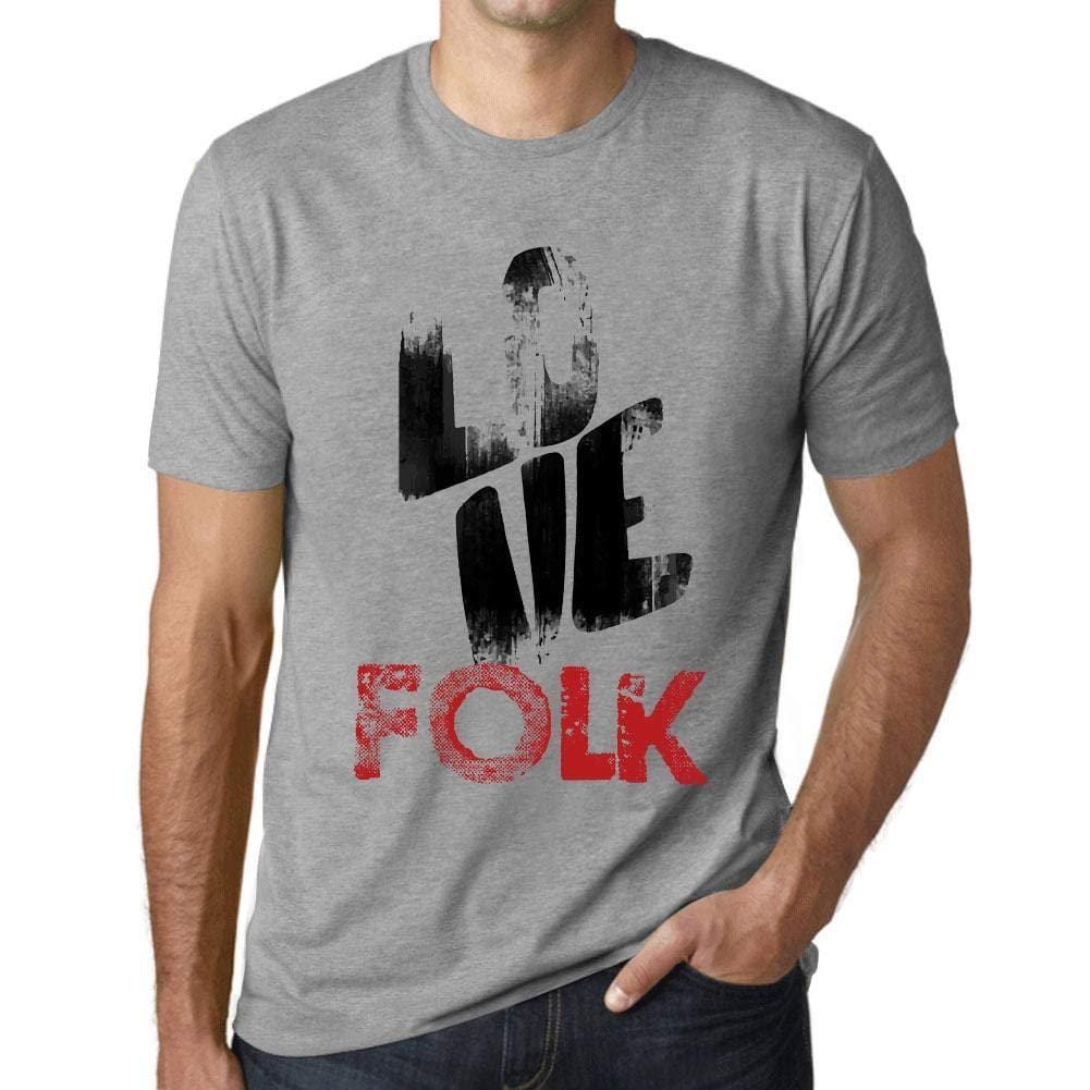 Ultrabasic - Homme T-Shirt Graphique Love Folk Gris Chiné