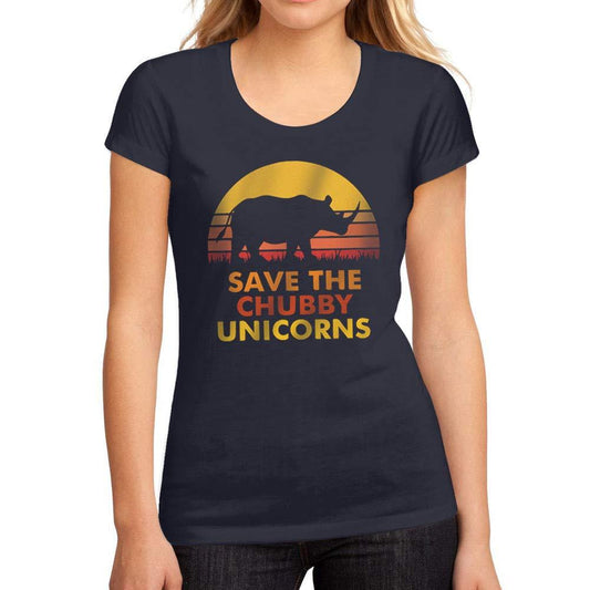 Femme Graphique Tee Shirt Save The Chubby Unicorn French Marine