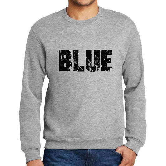 Ultrabasic Homme Imprimé Graphique Sweat-Shirt Popular Words Blue Gris Chiné