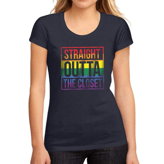 Ultrabasic T-Shirt Graphique Femme LGBT Straight Outta The Closet <span>French Navy</span>