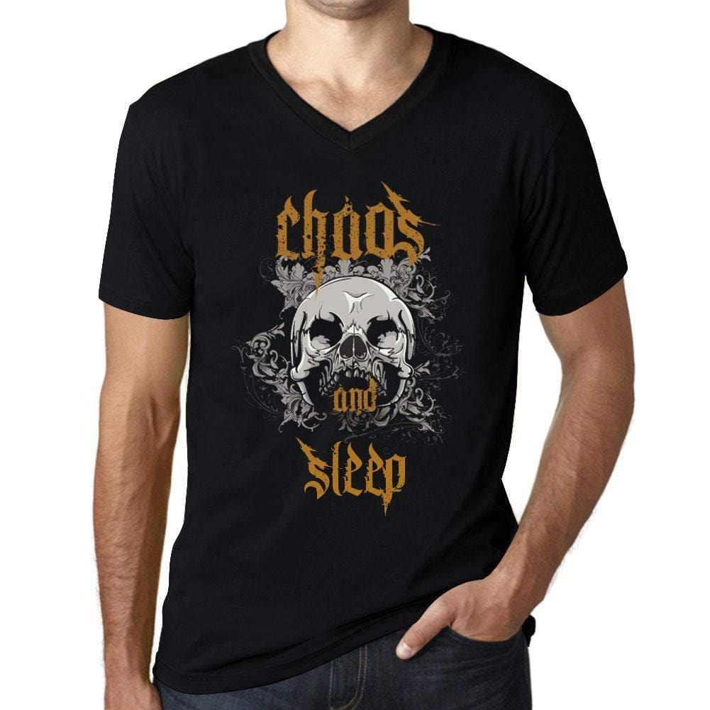 Ultrabasic - Homme Graphique Col V Tee Shirt Chaos and Sleep Noir Profond