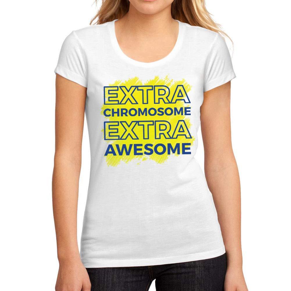 Femme Graphique Tee Shirt Down Syndrome Extra Chromosome Extra Awesome Blanc