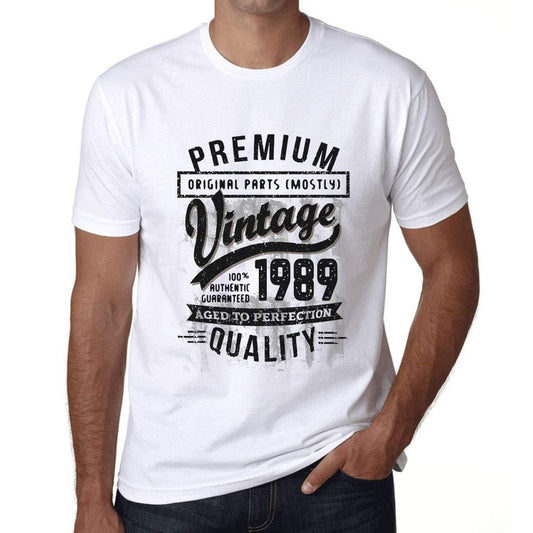 Ultrabasic - Homme Graphique 1989 Aged to Perfection T-Shirt - Cadeau d'anniversaire pour 30 Ans Blanco