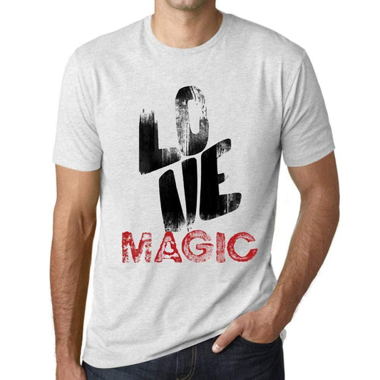 Ultrabasic - Homme T-Shirt Graphique Love Magic Blanc Chiné