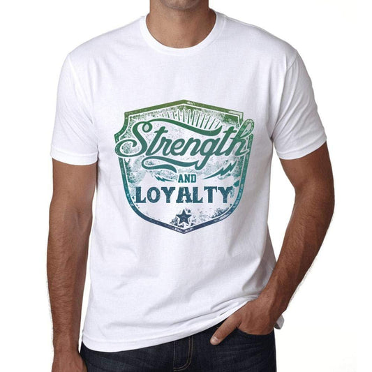 Homme T-Shirt Graphique Imprimé Vintage Tee Strength and Loyalty Blanc