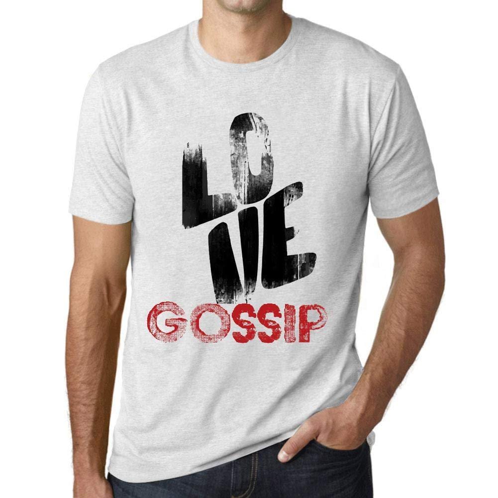 Ultrabasic - Homme T-Shirt Graphique Love Gossip Blanc Chiné