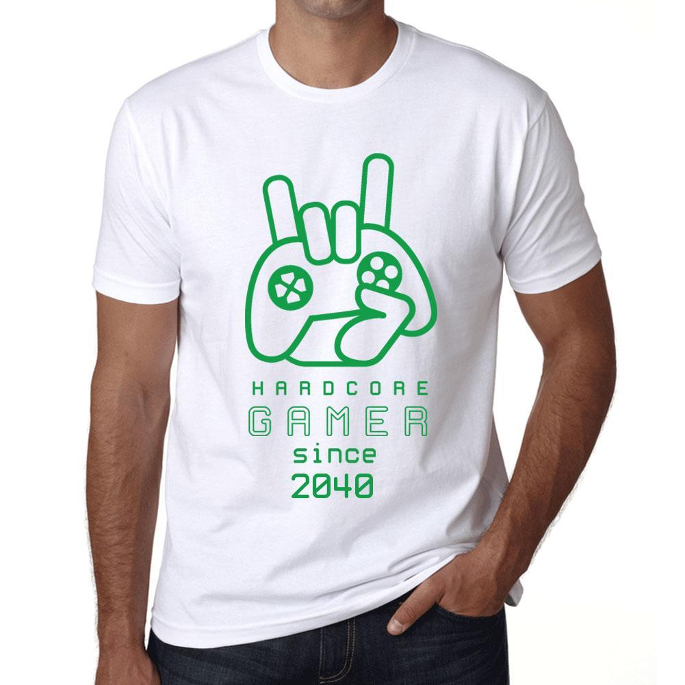 Men&rsquo;s Graphic T-Shirt Hardcore Gamer Since 2040 White - Ultrabasic