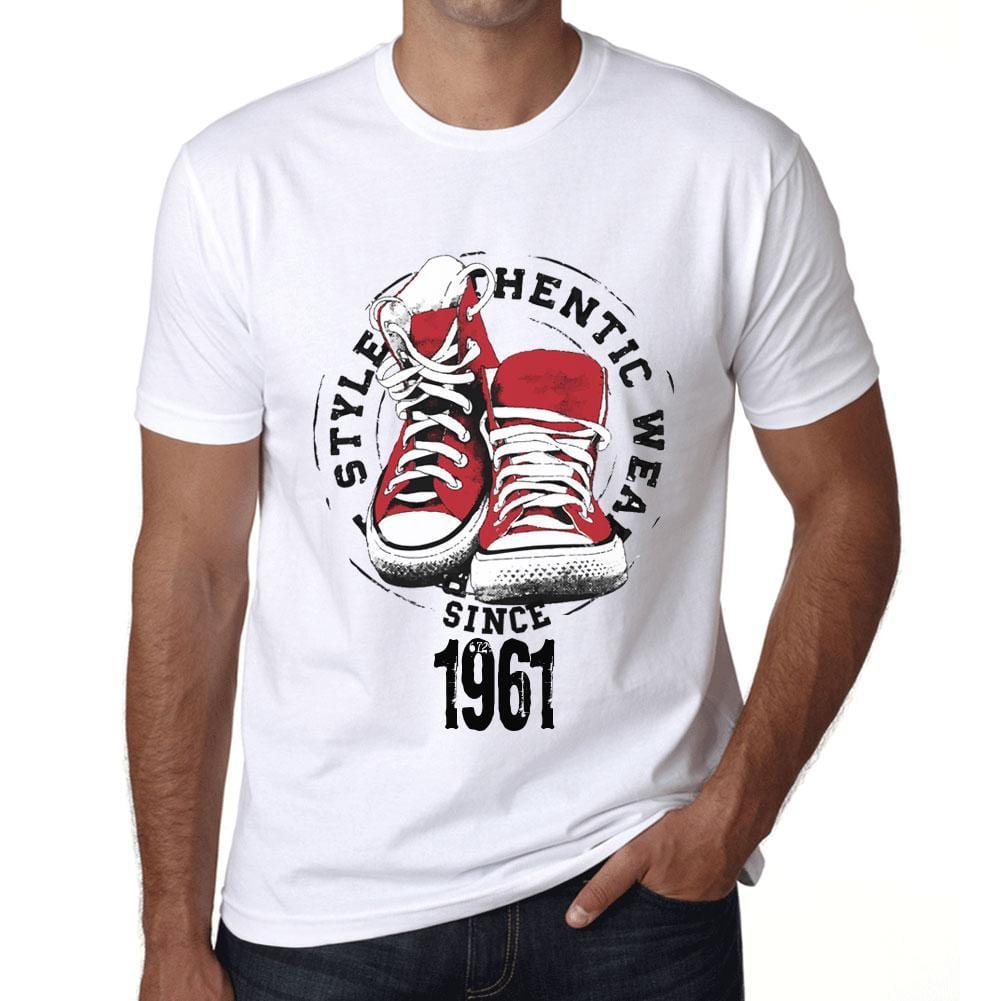 Men&rsquo;s Vintage Tee Shirt Graphic T shirt Authentic Style Since 1961 White - Ultrabasic