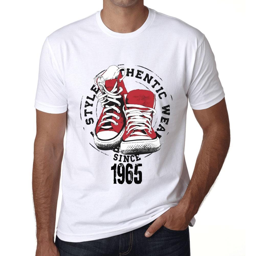 Men&rsquo;s Vintage Tee Shirt Graphic T shirt Authentic Style Since 1965 White - Ultrabasic