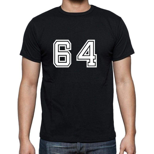64 Numbers Black Mens Short Sleeve Round Neck T-Shirt 00116 - Casual