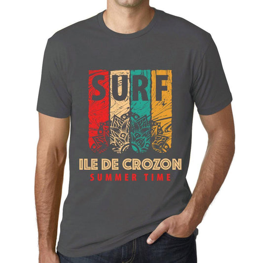 Men&rsquo;s Graphic T-Shirt Surf Summer Time ILE DE CROZON Mouse Grey - Ultrabasic