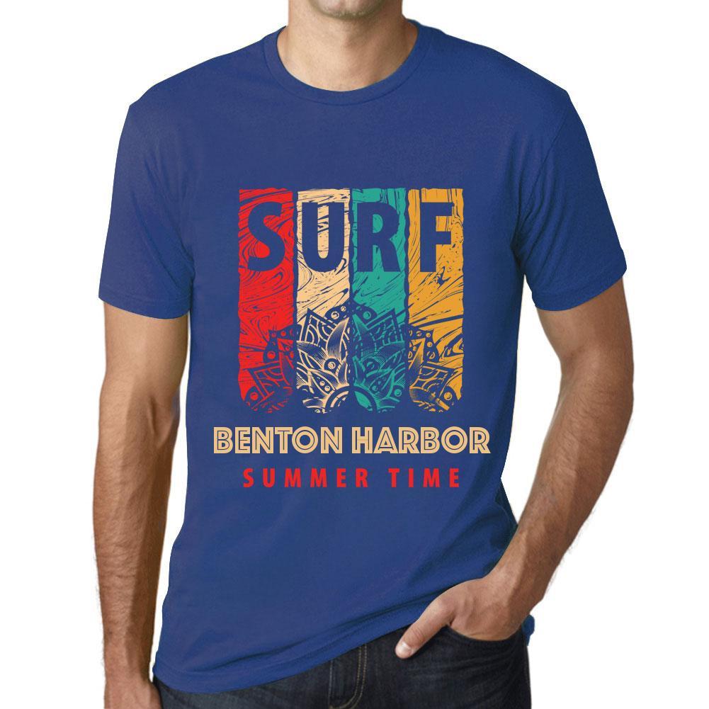 Men&rsquo;s Graphic T-Shirt Surf Summer Time BENTON HARBOR Royal Blue - Ultrabasic
