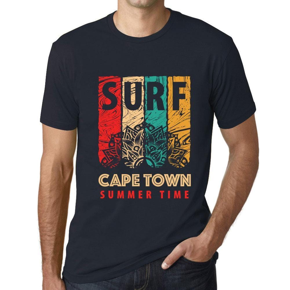 Men&rsquo;s Graphic T-Shirt Surf Summer Time CAPE TOWN Navy - Ultrabasic