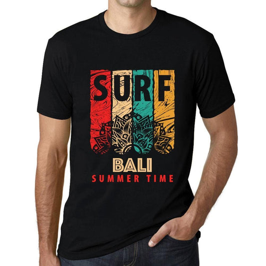 Men&rsquo;s Graphic T-Shirt Surf Summer Time BALI Deep Black - Ultrabasic