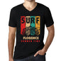 Men&rsquo;s Graphic T-Shirt V Neck Surf Summer Time FLORENCE Deep Black - Ultrabasic