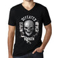 Men&rsquo;s Graphic V-Neck T-Shirt Never Defeated, Never BROKEN Deep Black - Ultrabasic