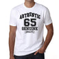 65 Authentic Genuine White Mens Short Sleeve Round Neck T-Shirt 00121 - White / S - Casual
