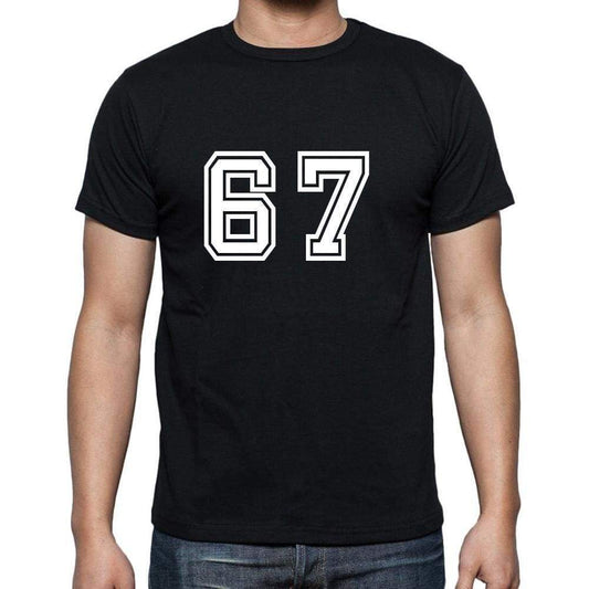 67 Numbers Black Mens Short Sleeve Round Neck T-Shirt 00116 - Casual