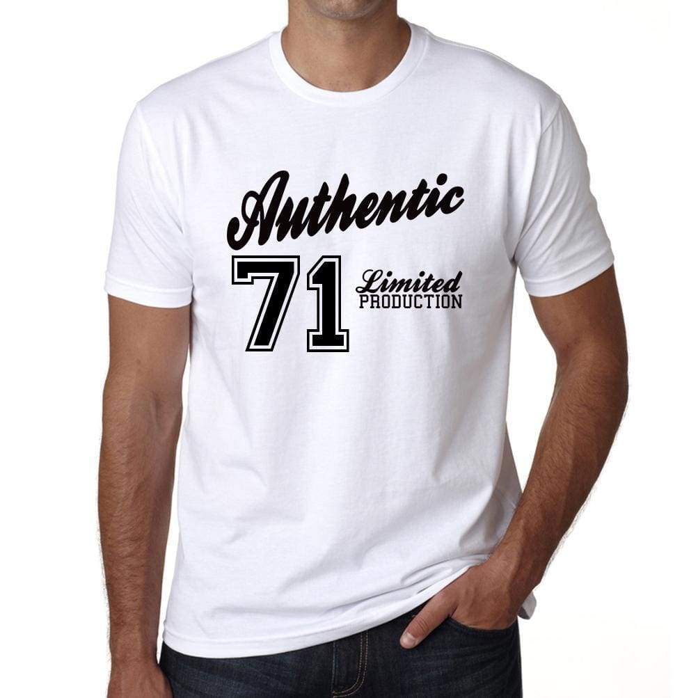 71 Authentic White Mens Short Sleeve Round Neck T-Shirt 00123 - White / L - Casual