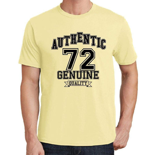 72 Authentic Genuine Yellow Mens Short Sleeve Round Neck T-Shirt 00119 - Yellow / S - Casual