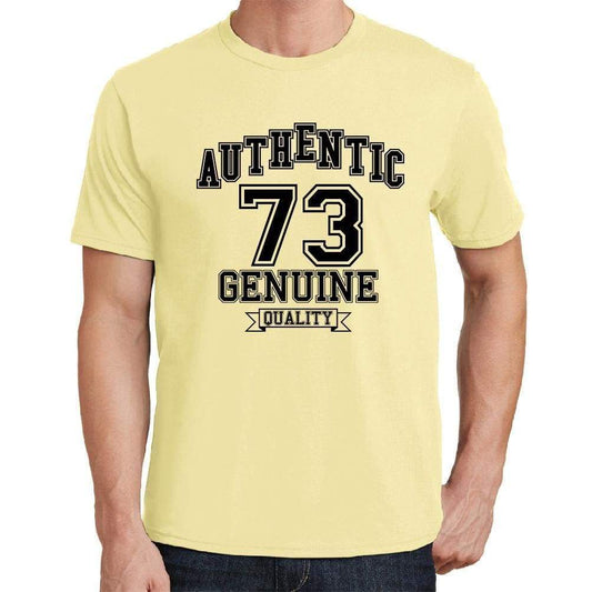 73 Authentic Genuine Yellow Mens Short Sleeve Round Neck T-Shirt 00119 - Yellow / S - Casual