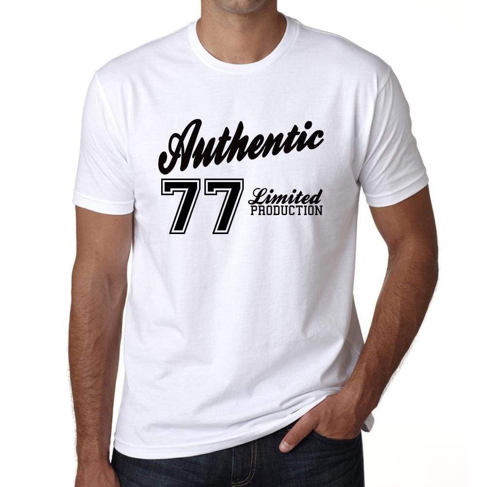77 Authentic White Mens Short Sleeve Round Neck T-Shirt 00123 - White / L - Casual
