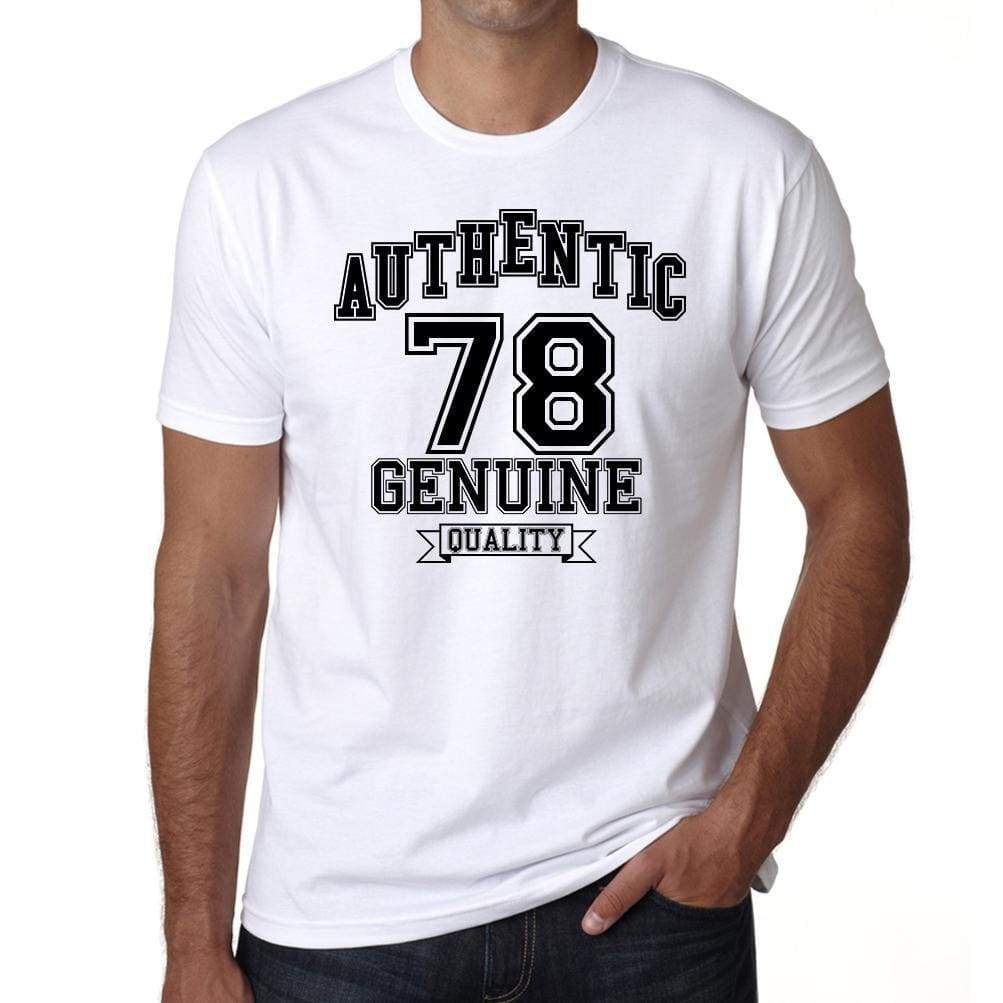78 Authentic Genuine White Mens Short Sleeve Round Neck T-Shirt 00121 - White / S - Casual