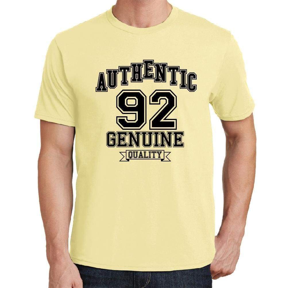 92 Authentic Genuine Yellow Mens Short Sleeve Round Neck T-Shirt 00119 - Yellow / S - Casual