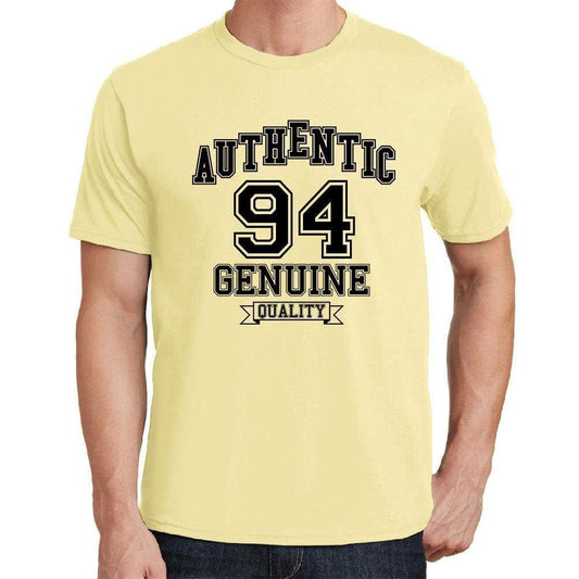 94 Authentic Genuine Yellow Mens Short Sleeve Round Neck T-Shirt 00119 - Yellow / S - Casual