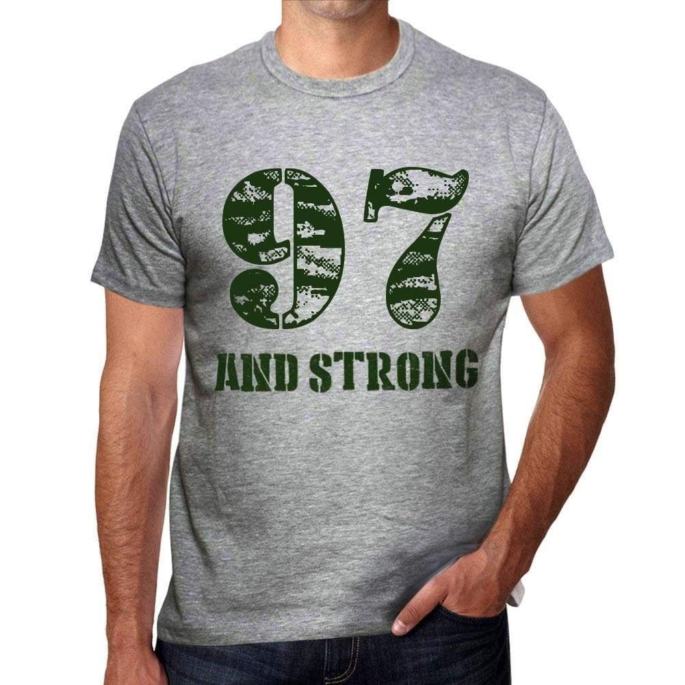 97 And Strong Men's T-shirt Grey Birthday Gift - Ultrabasic