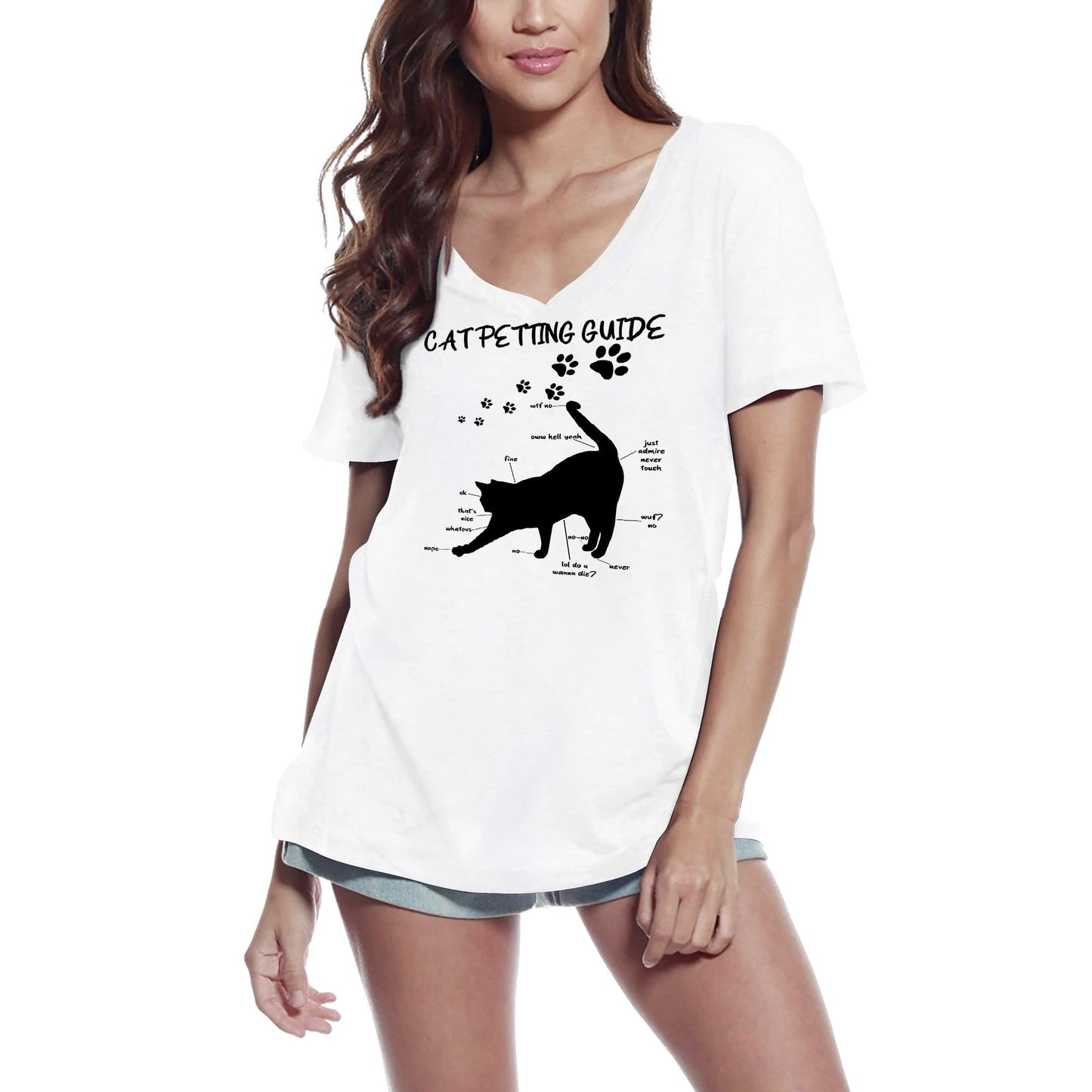 T-Shirt ULTRABASIC pour femmes, Guide de caresses pour chats, Tee-Shirt amusant pour les amoureux des chatons