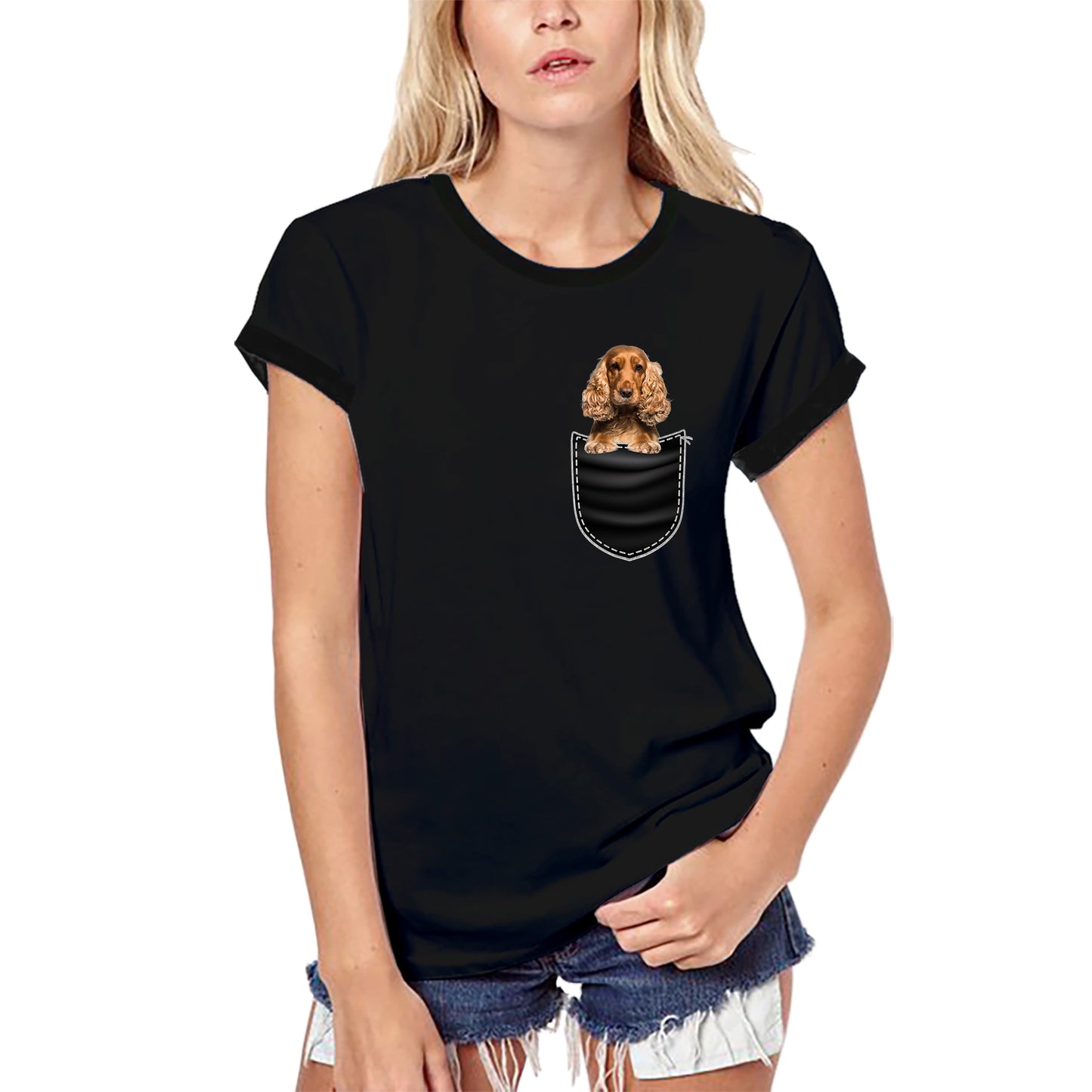 ULTRABASIC Women's T-Shirt English Cocker Spaniel - Cute Dog In Your Pocket