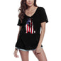 ULTRABASIC T-Shirt col V femme chien drapeau américain-T-Shirt drôle