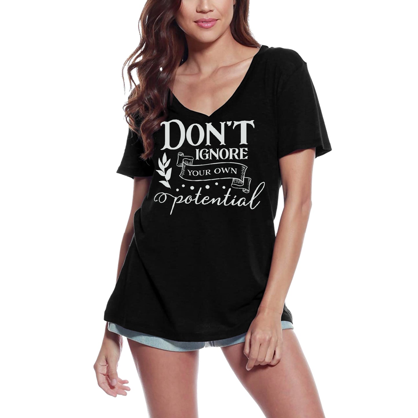 ULTRABASIC Women's T-Shirt Don't Ignore Your Own Potential - Short Sleeve Tee Shirt Tops