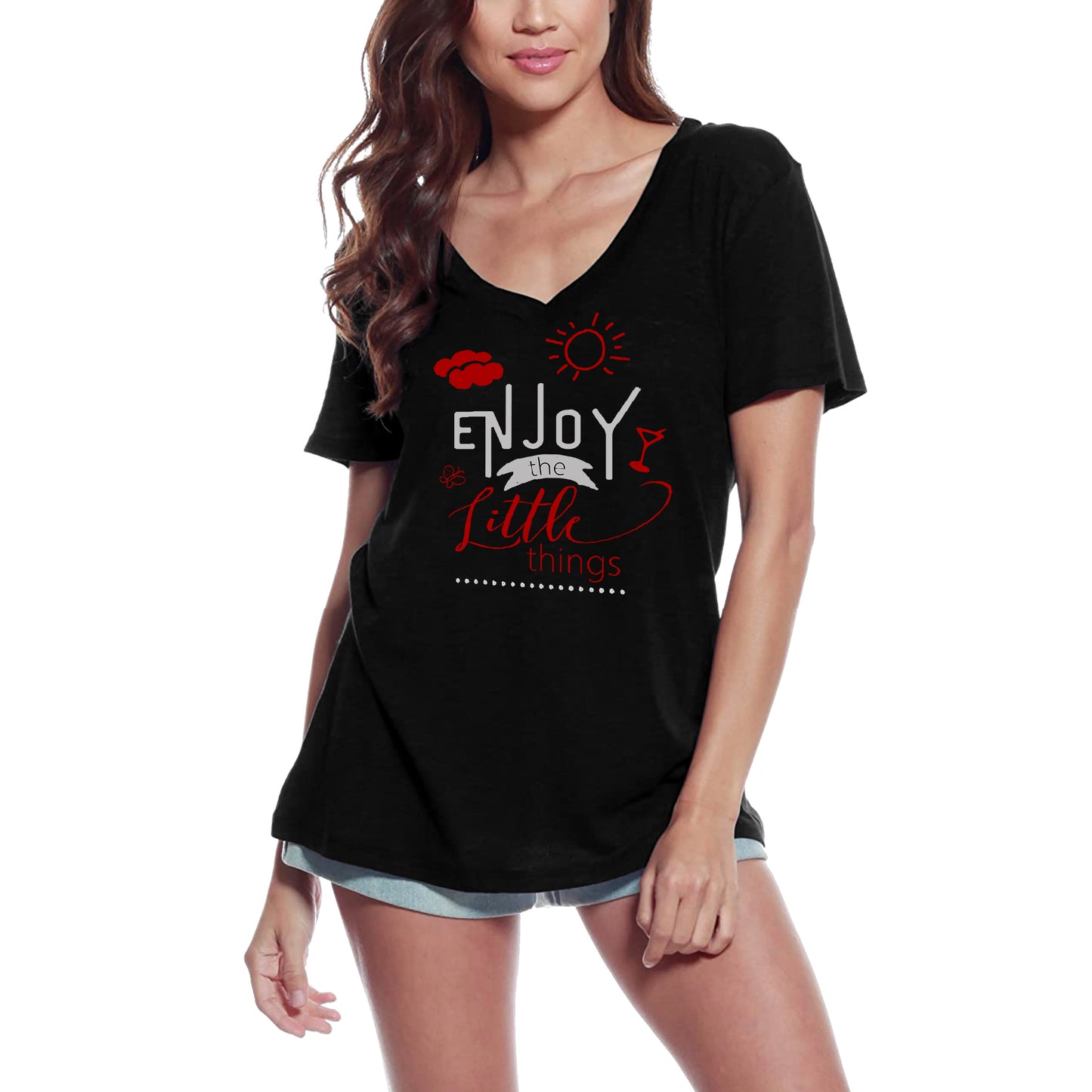 ULTRABASIC Women's T-Shirt Enjoy the Little Things - Short Sleeve Tee Shirt Tops