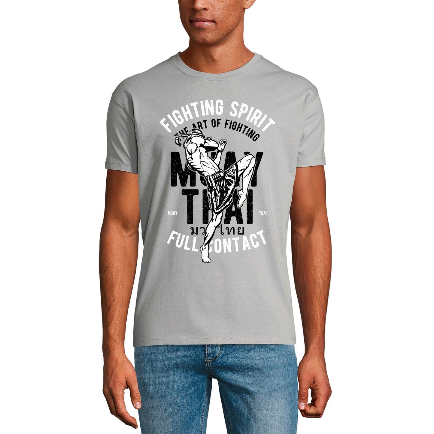 ULTRABASIC Men's Graphic T-Shirt Fighting Spirit - Muay Thai Full Contact - Shirt For Fighters