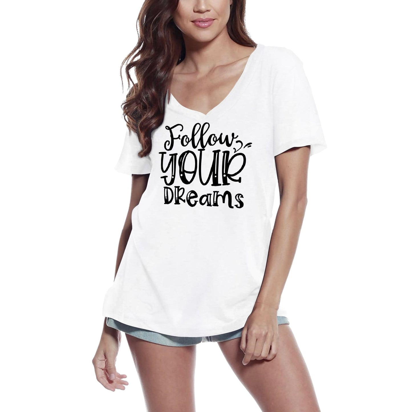 ULTRABASIC T-Shirt Femme Follow Your Dreams - T-Shirt à Manches Courtes Hauts