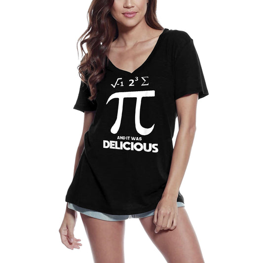 ULTRABASIC Women's V-Neck T-Shirt I Ate Some Pi and It Was Delicious - Math Nerds Lovers Tee Shirt