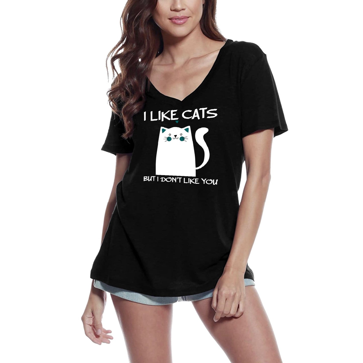 T-Shirt Femme ULTRABASIC J'aime Les Chats Mais Je Ne T'aime Pas - T-Shirt Mignon à Manches Courtes