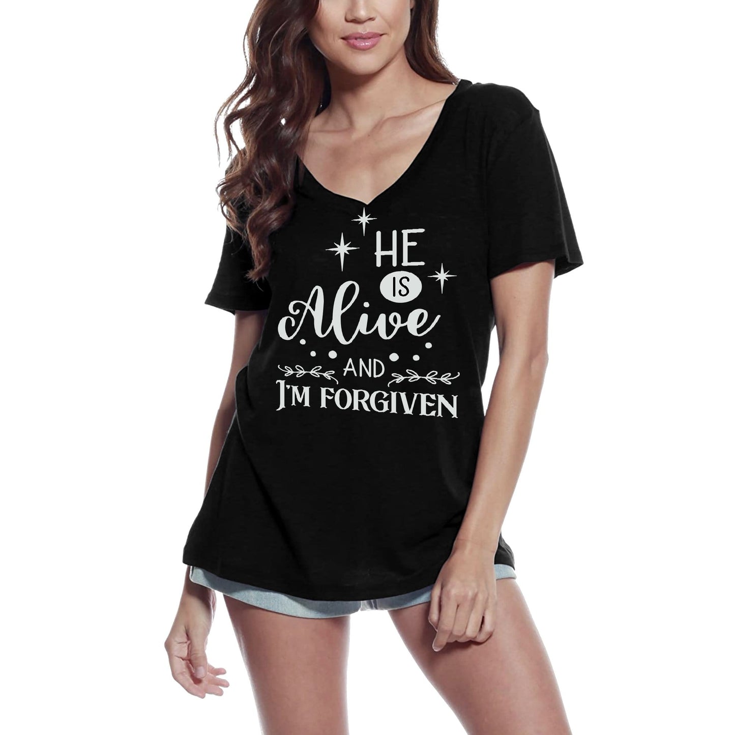 T-Shirt ULTRABASIC pour femmes, il est vivant et je suis pardonné-T-Shirt religieux à manches courtes