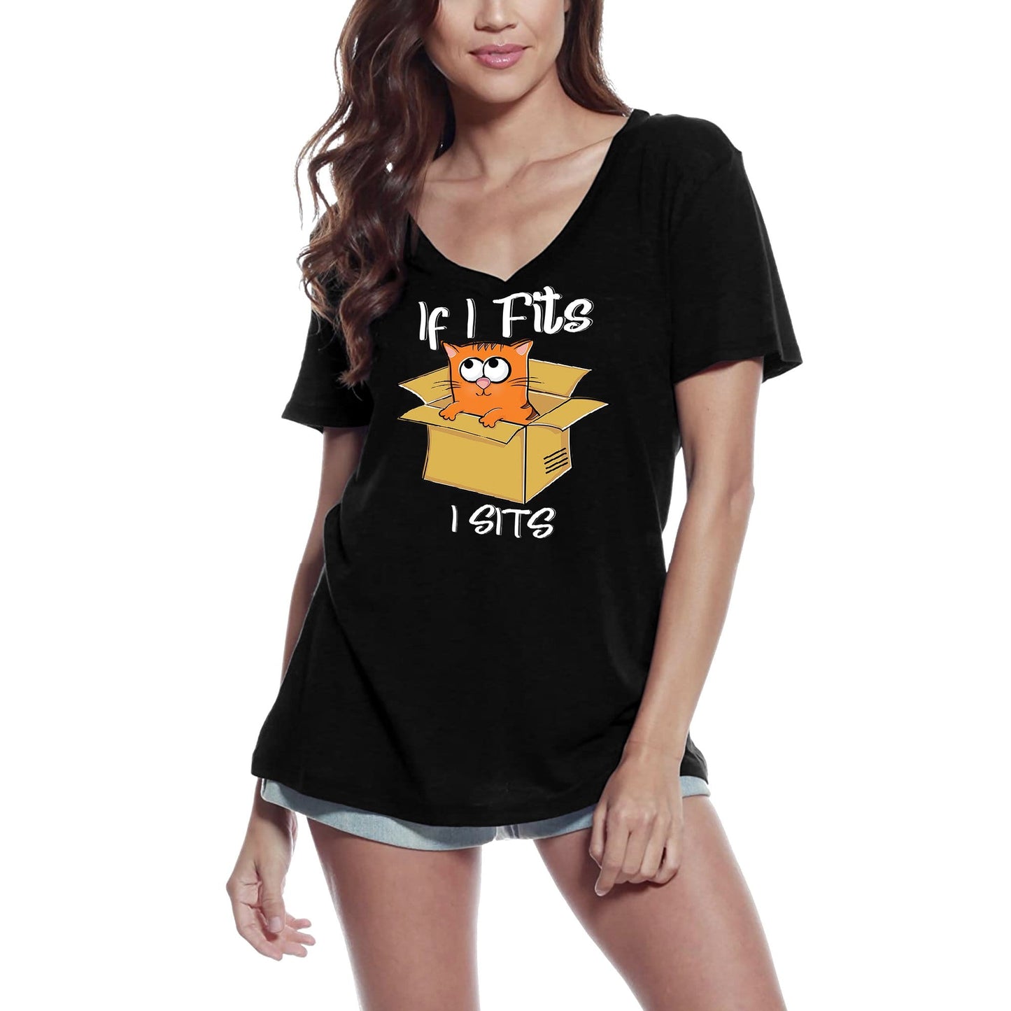 T-Shirt ULTRABASIC pour femmes, If I Fits I Sits, mignon T-Shirt à manches courtes