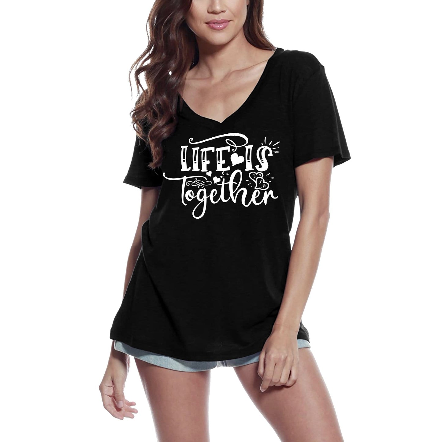 ULTRABASIC T-Shirt Femme Life Is Together - T-Shirt à Manches Courtes Hauts