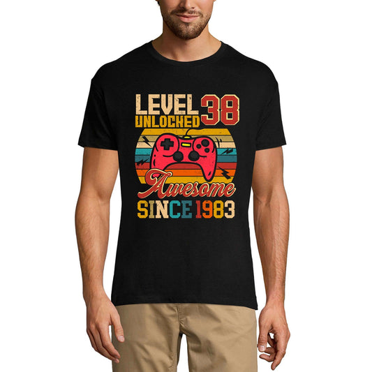 T-shirt de jeu ULTRABASIC pour hommes, niveau 38 débloqué, cadeau de joueur pour le 38e anniversaire